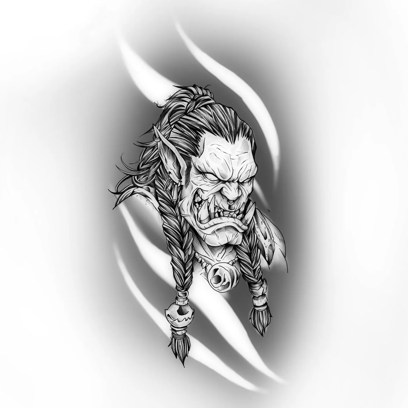 Diseño de tatuaje disponible — orco blackwork